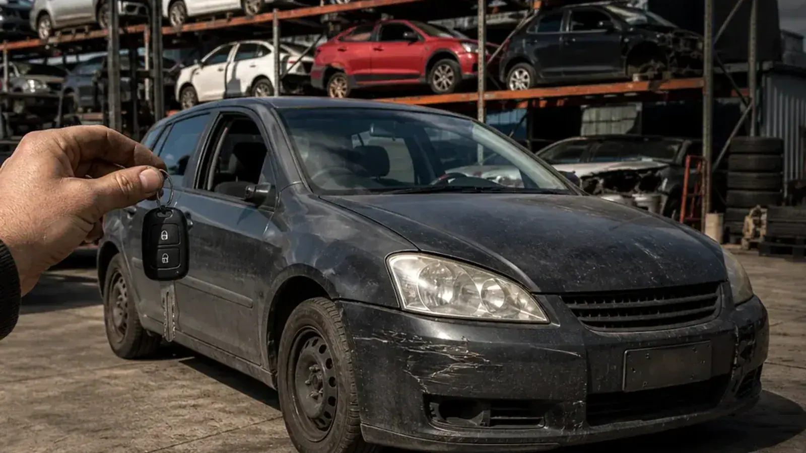Salvage car in a parts yard for Fairfield cash-for-cars service